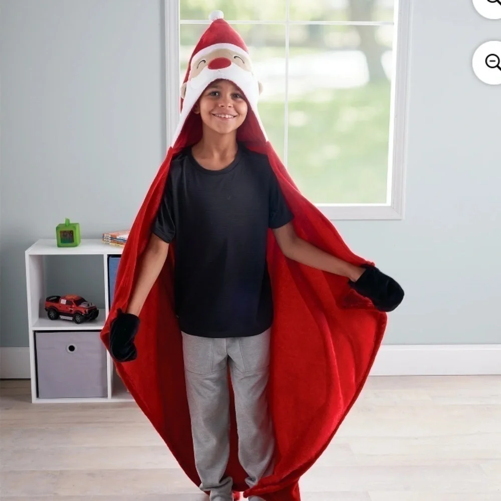 Glow in the Dark Santa Blanket Hooded NEW Kids Christmas